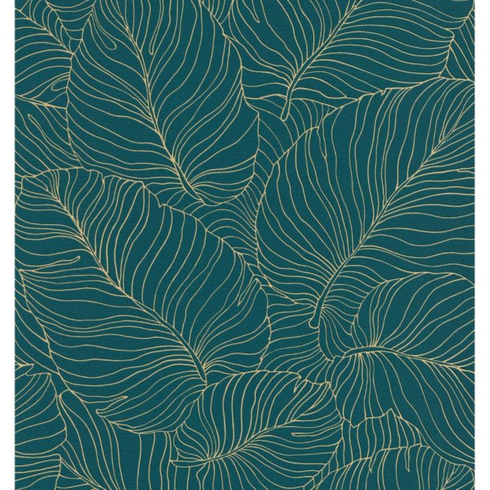 Grandeco Isa Banana Leaf Blown Textured Wallpaper - Teal / Gold