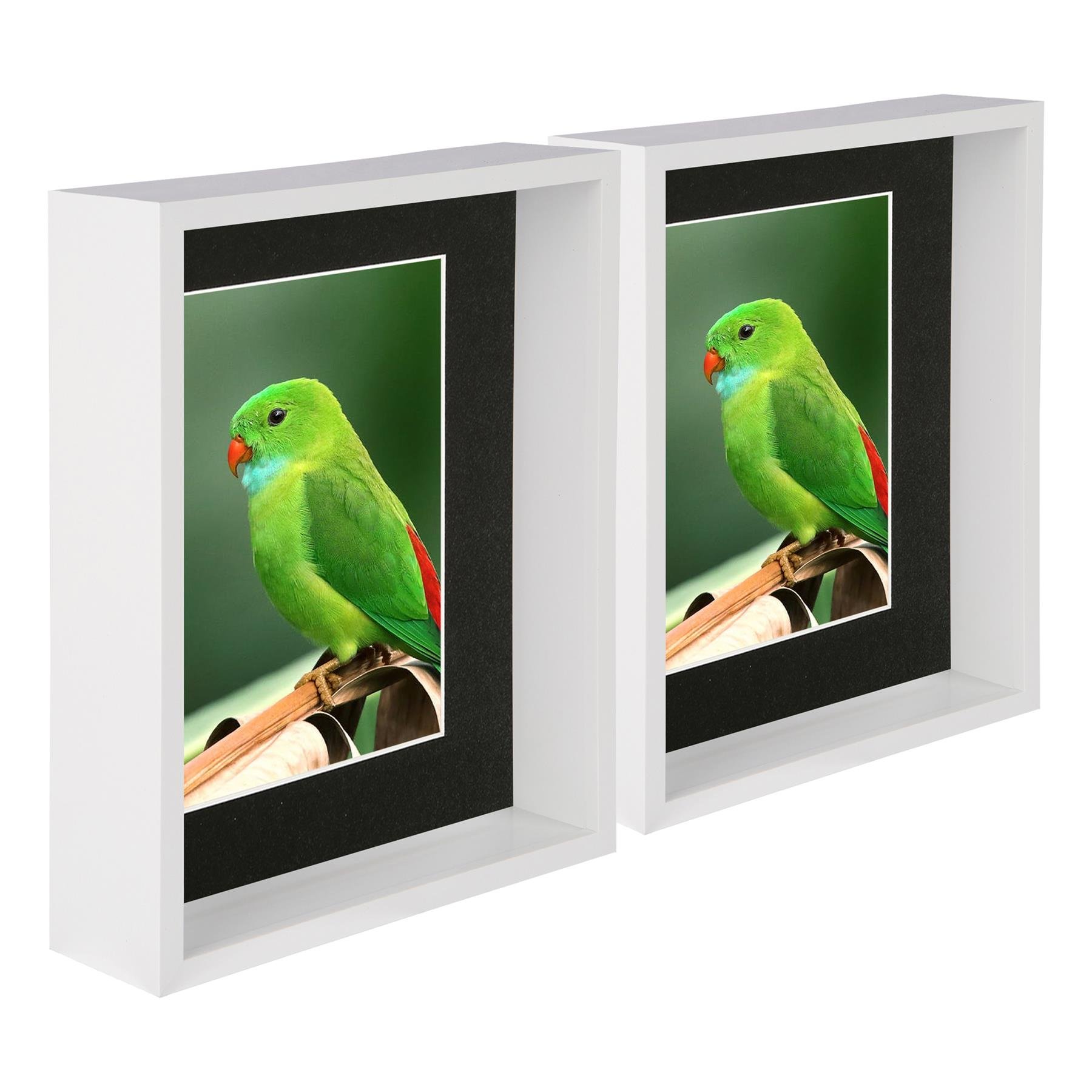Nicola Spring 8" x 10" White 3D Deep Box Photo Frames - 5" x 7" Mount - 2 Piece