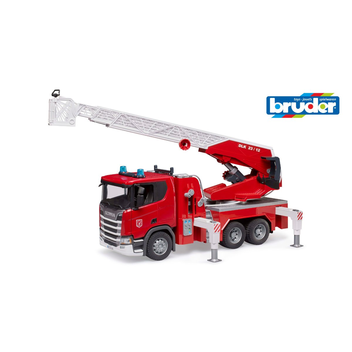 Bruder 1:16 Light and Sound Scania Super 560R Fire Engine with Waterpump - Red