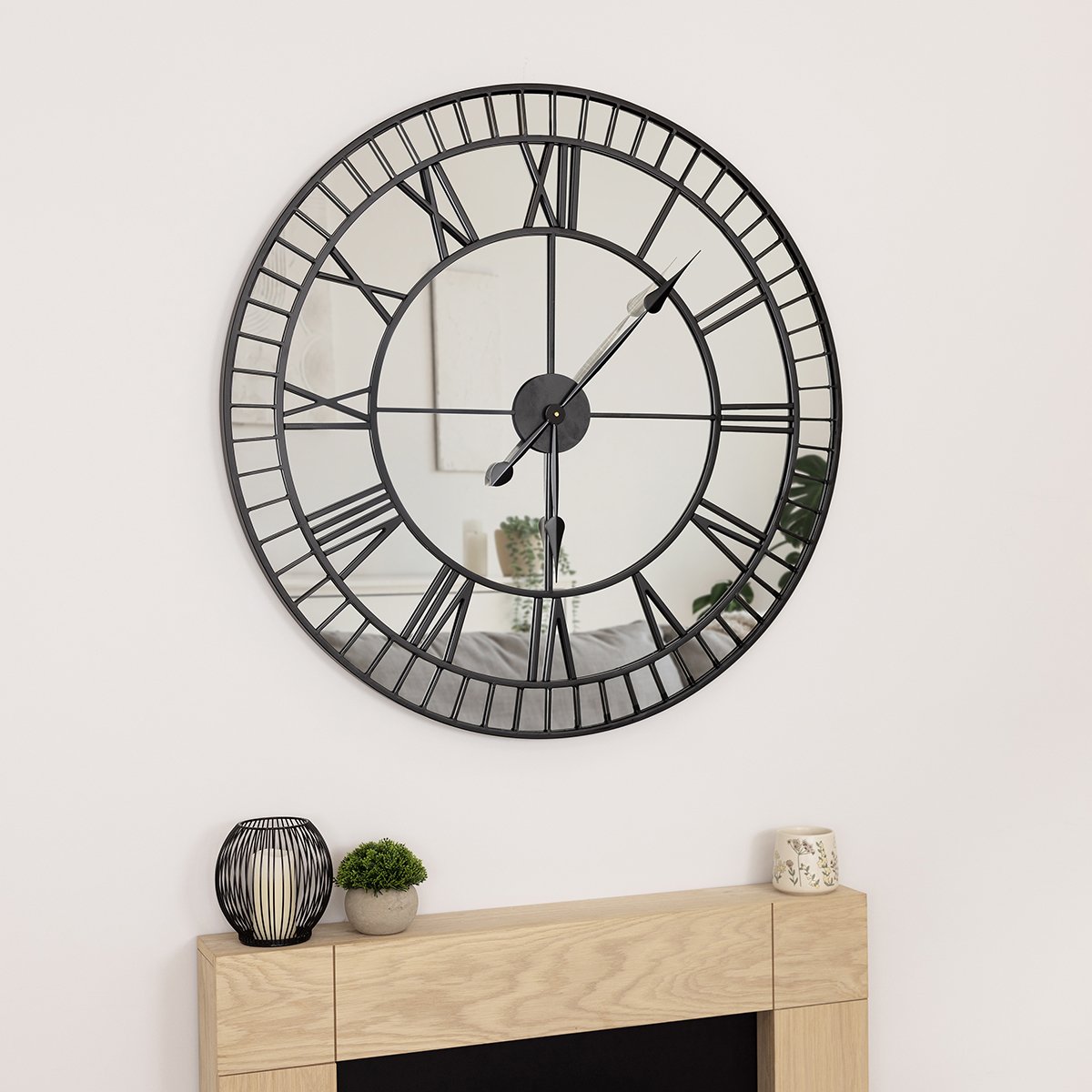 Charles Bentley Windermere Mirrored Skeleton Wall Clock - 90cm