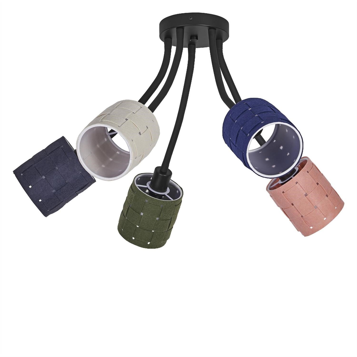 Osram Decor Felt Weaving Cans 5 Light E14 10W LED Ceiling Light - Multicolour