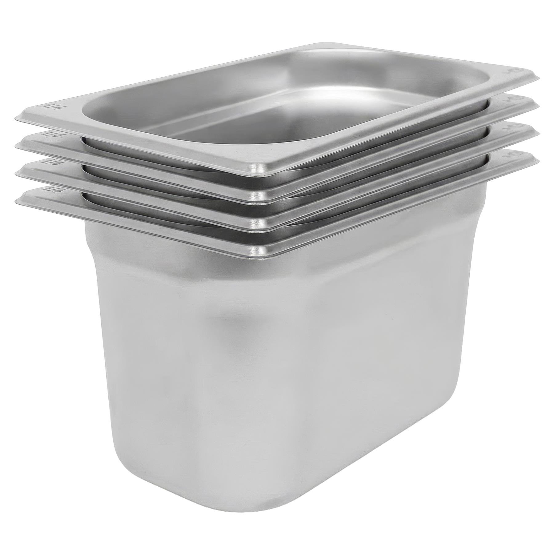 Argon Tableware Steel Gastronorm Containers 1/4 - 3.75L - Set of 4