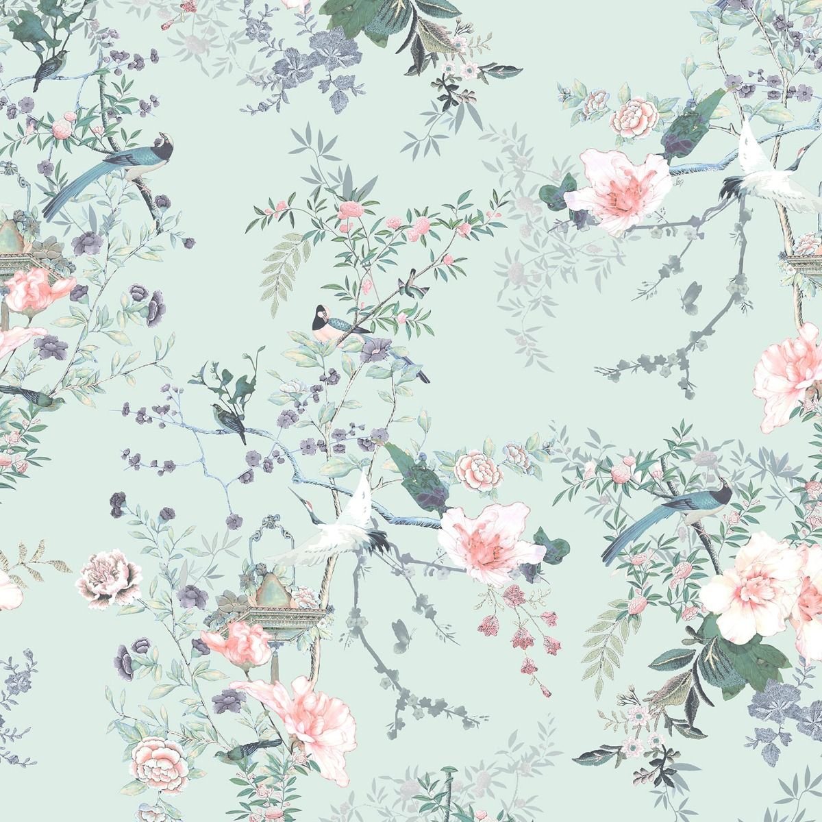 Muriva Lipsy Ophelia Wallpaper - Duck Egg
