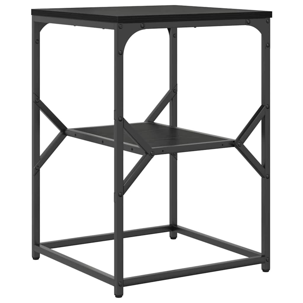 Walplus Engineered Wood and Steel Side Table - Black Oak - 41 x 40 x 60 cm