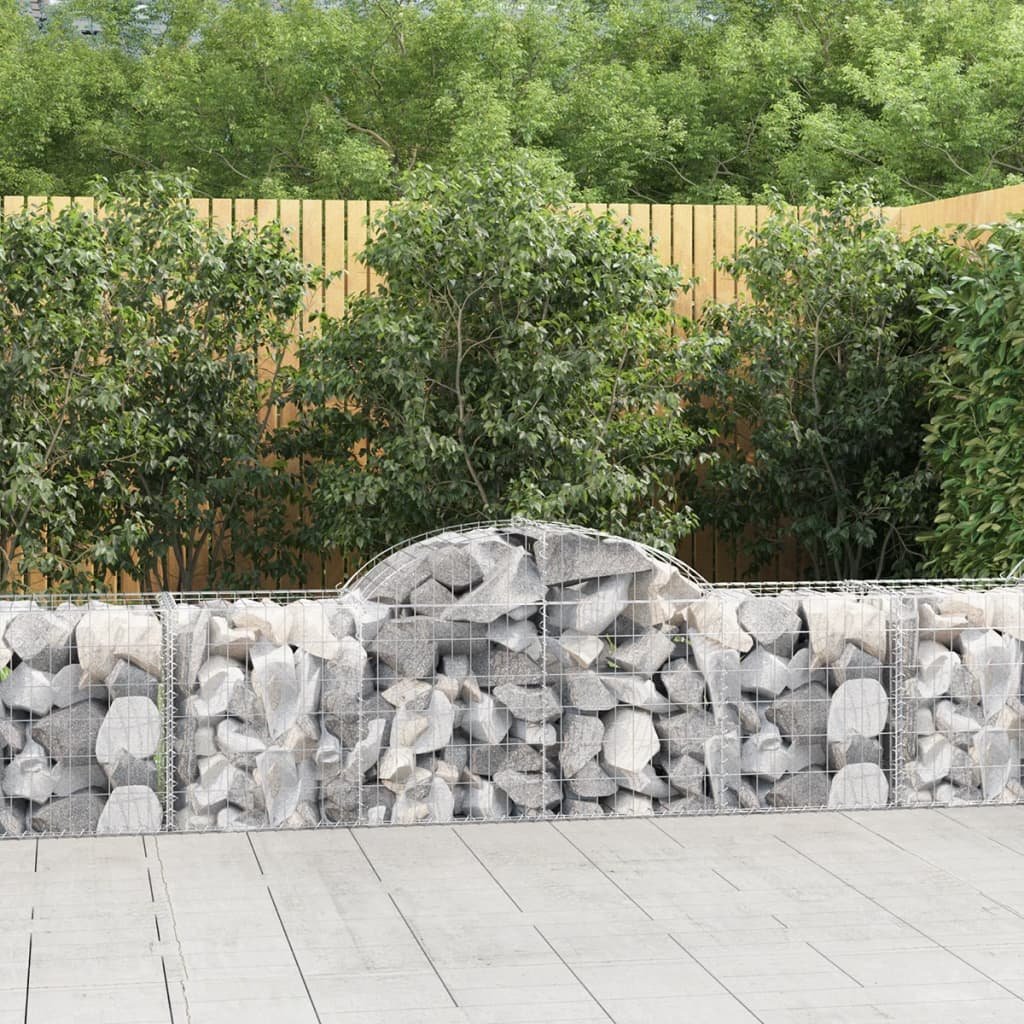 Walplus Pack of 5 Galvanised Iron Gabion Basket - Silver - 200 x 50 x 60-80 cm