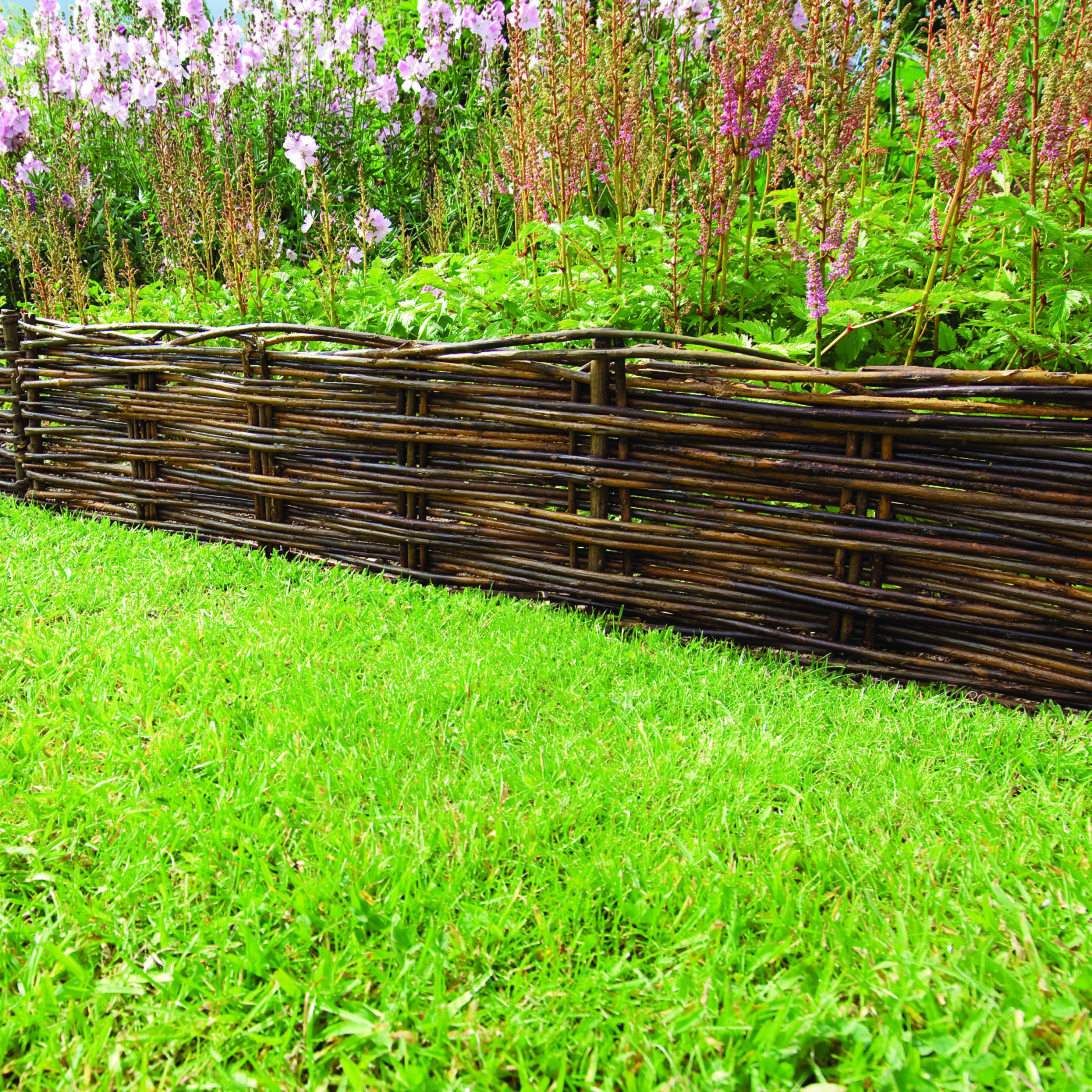Primrose Woven Willow Hurdle Edging Panels Garden Border Perimeter - 10m