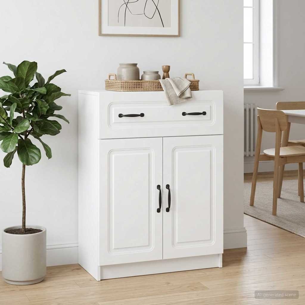 Walplus 1 Drawer Rectangular Sideboard 2 Shelf - White - 66 x 34.5 x 87 cm