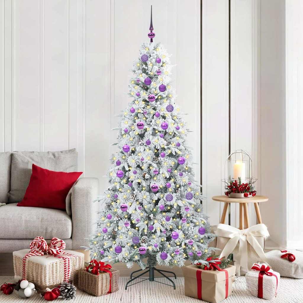 Walplus 300 LED String Lights Hinged Artificial Christmas Tree - White - 180 cm
