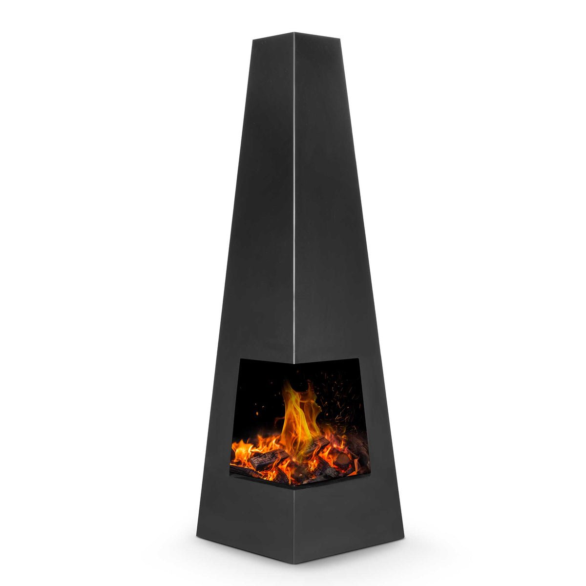 Dellonda Wood Burner Chiminea - Black Steel
