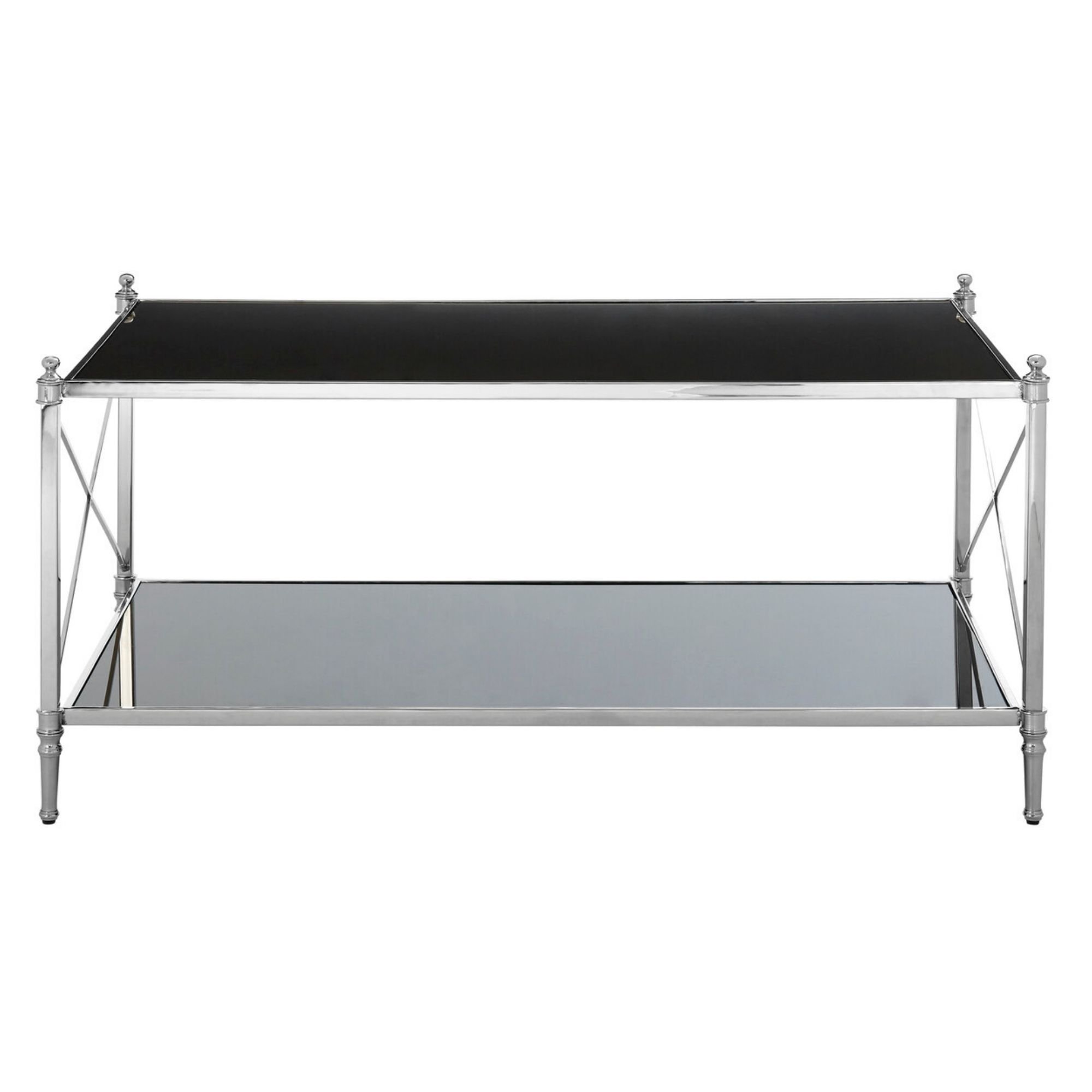 Orsina Hoffmann Mirrored Glass Rectangular Coffee Table - Black and Nickel