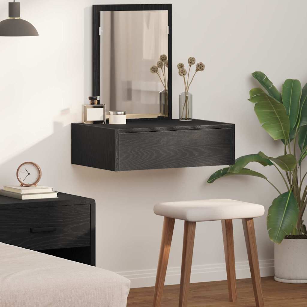 Walplus 1 Drawer Engineered Wood Dressing Table - Black - 60 x 40 x 70 cm