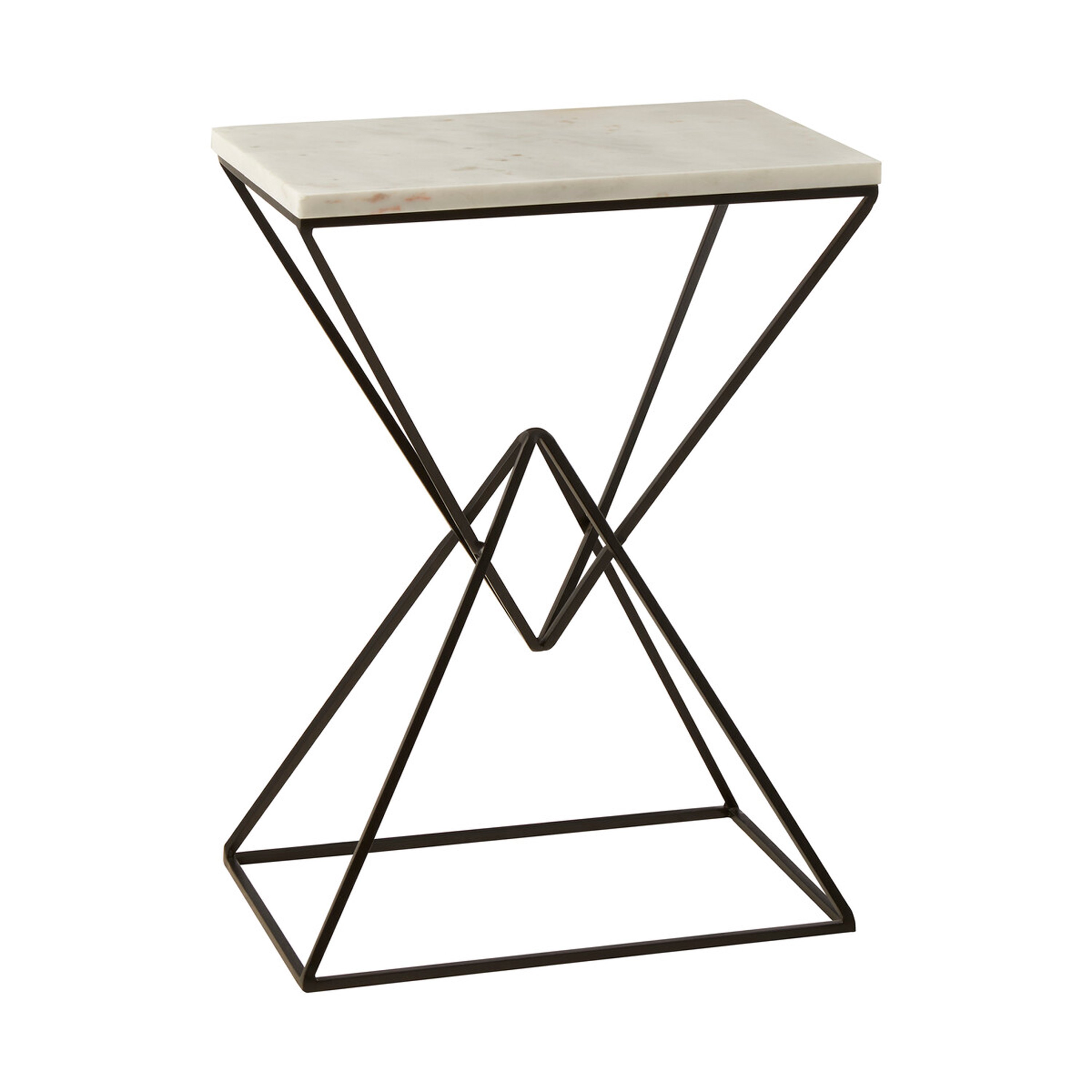 Orsina Marble Top Rectangular Side Table - Black and White