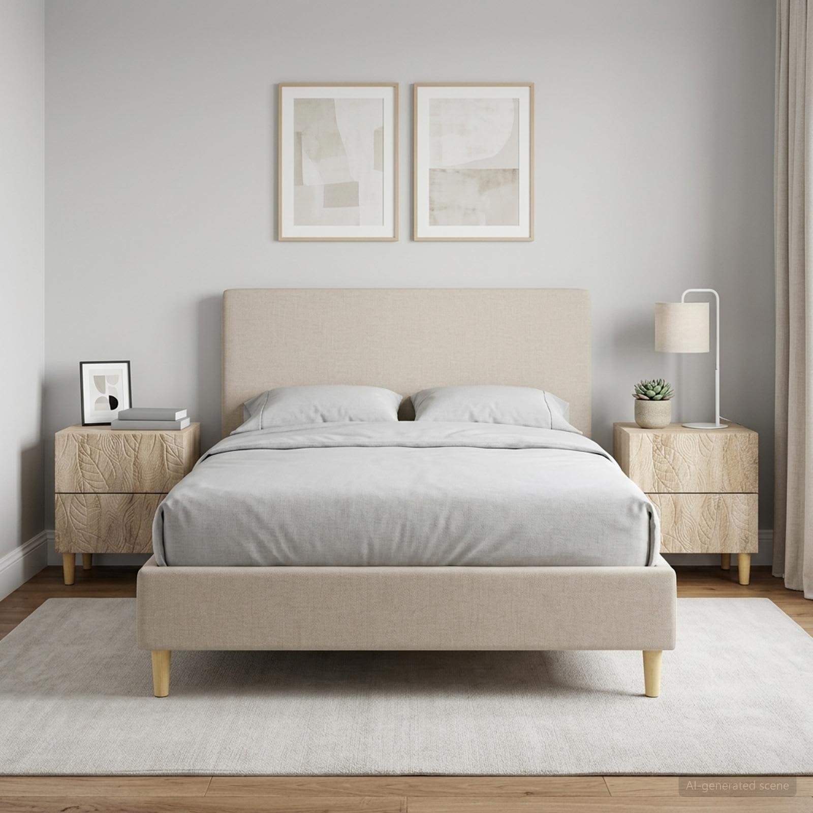 Walplus Pack of 2 Engineered Wood Bedside Table - Sonoma Oak - 43 x 34.5 x 48 cm