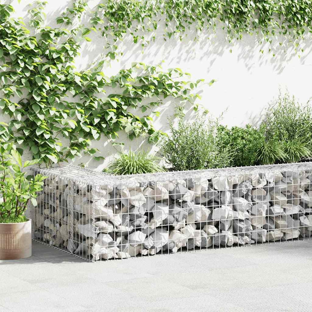 Walplus Galvanised Steel Gabion Wall with Covers - Silver - 300 x 50 x 50 cm