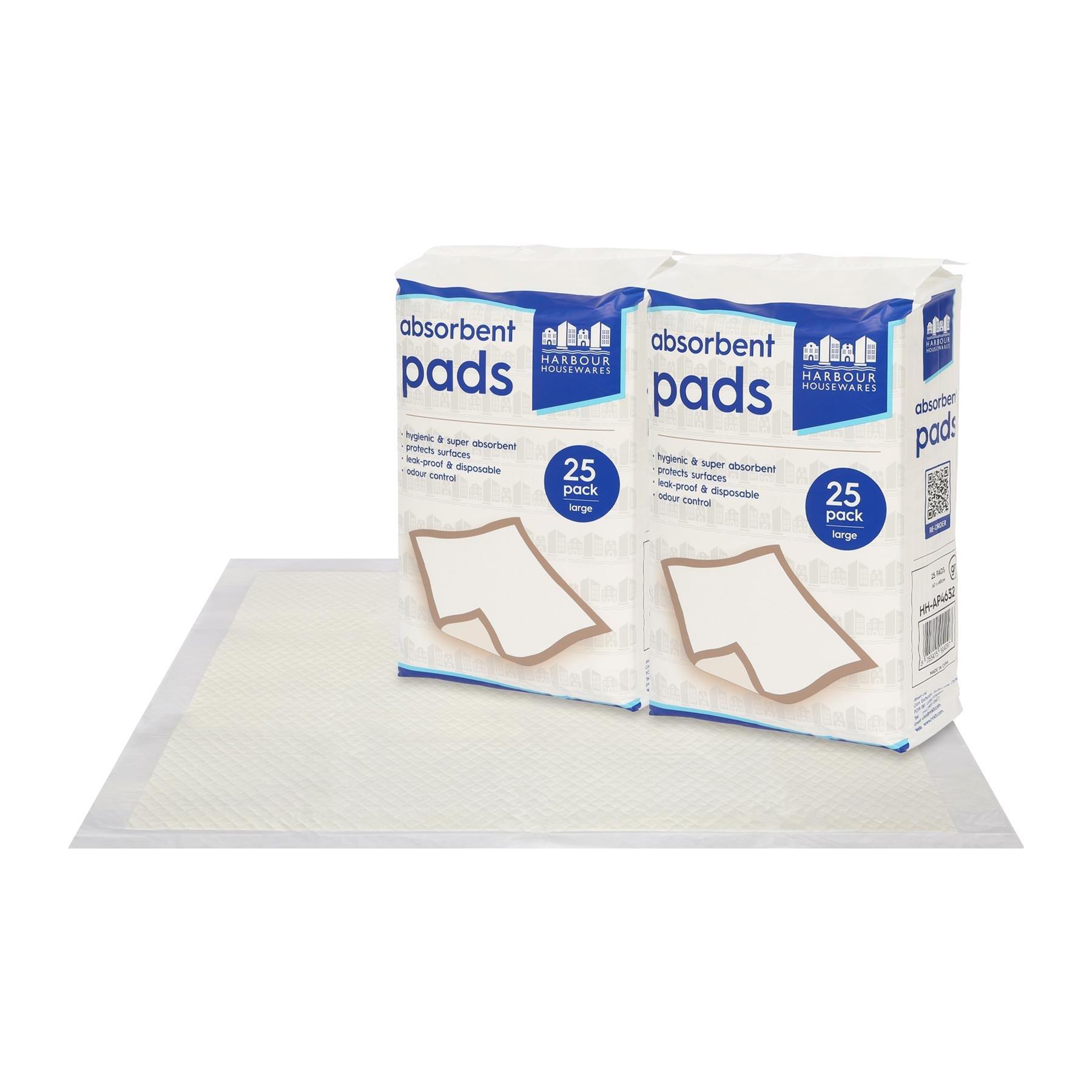 Harbour Housewares Disposable Incontinence Bed Pads - Pack of 50 - 60cm x 60cm