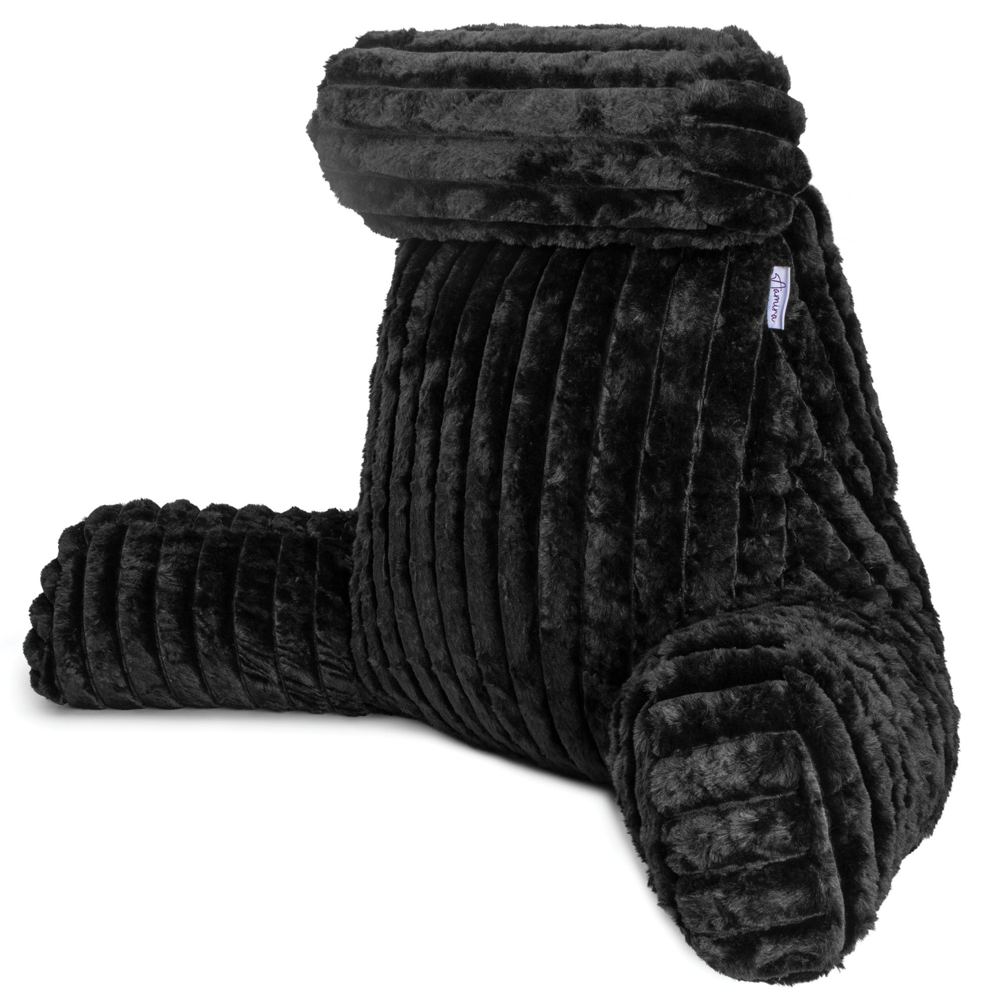 Aamira XL Memory Foam Reading Pillow With Headrest - Black