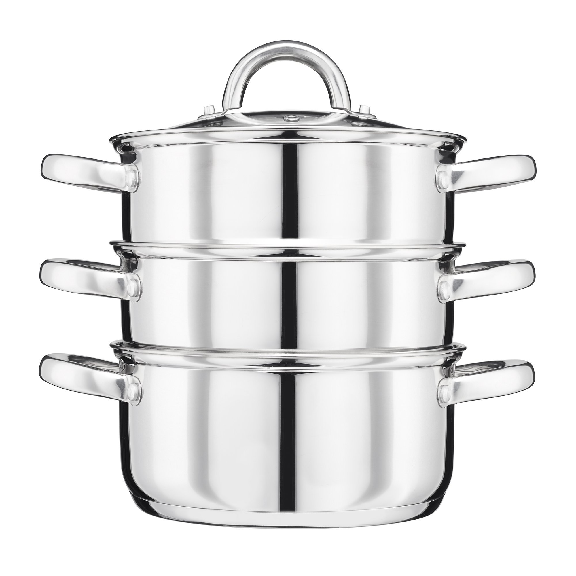Cooks Professional 3 Tier Stainless Steel Steamer Pan with Lid - 22cm