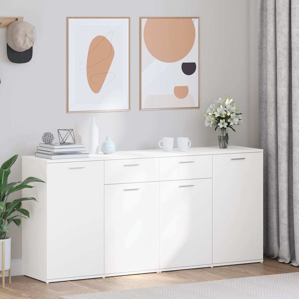Walplus Engineered Wood Sideboard - White - 160 x 36 x 75 cm