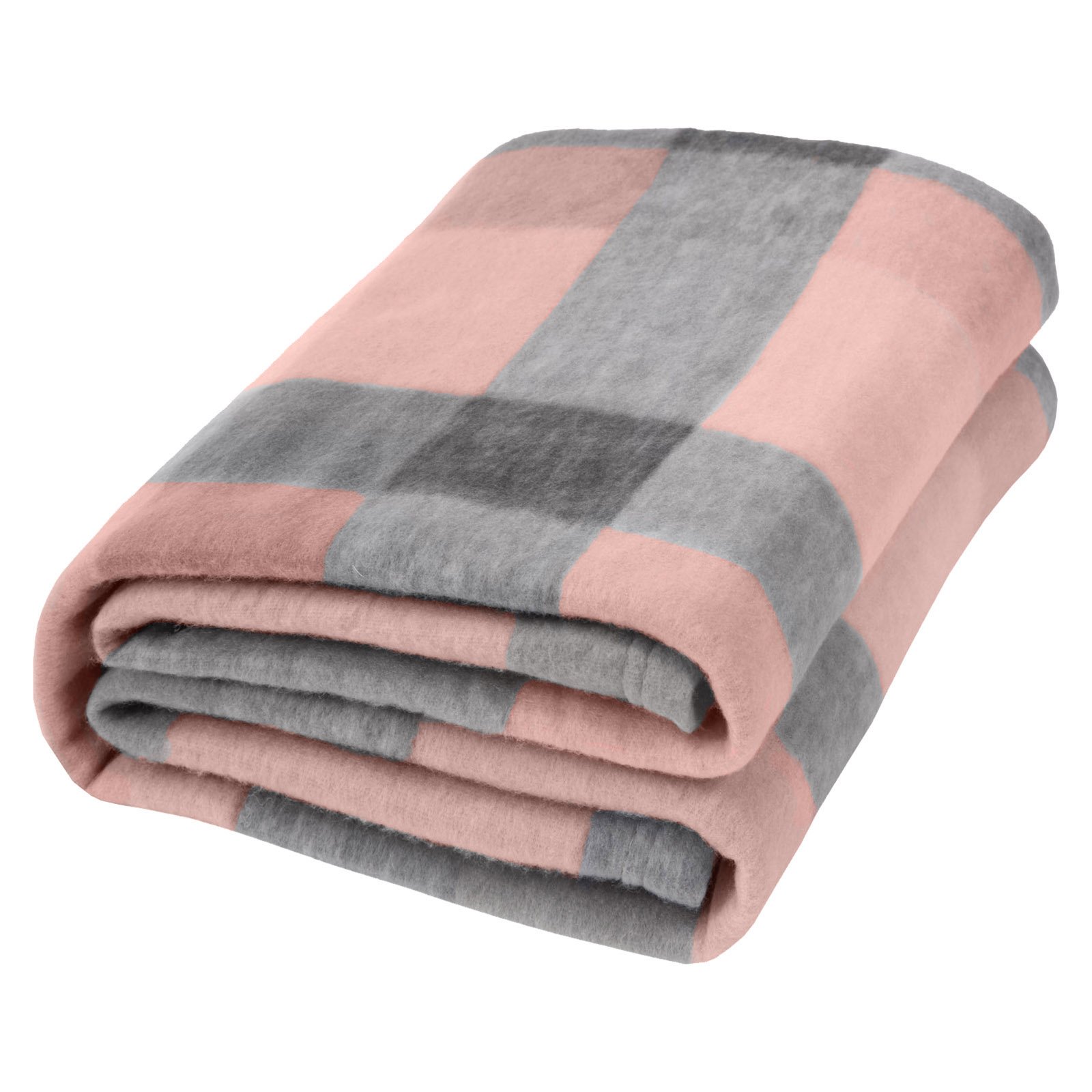 OHS Polar Fleece Winter Check Blanket Throw - 120 x 150cm - Blush