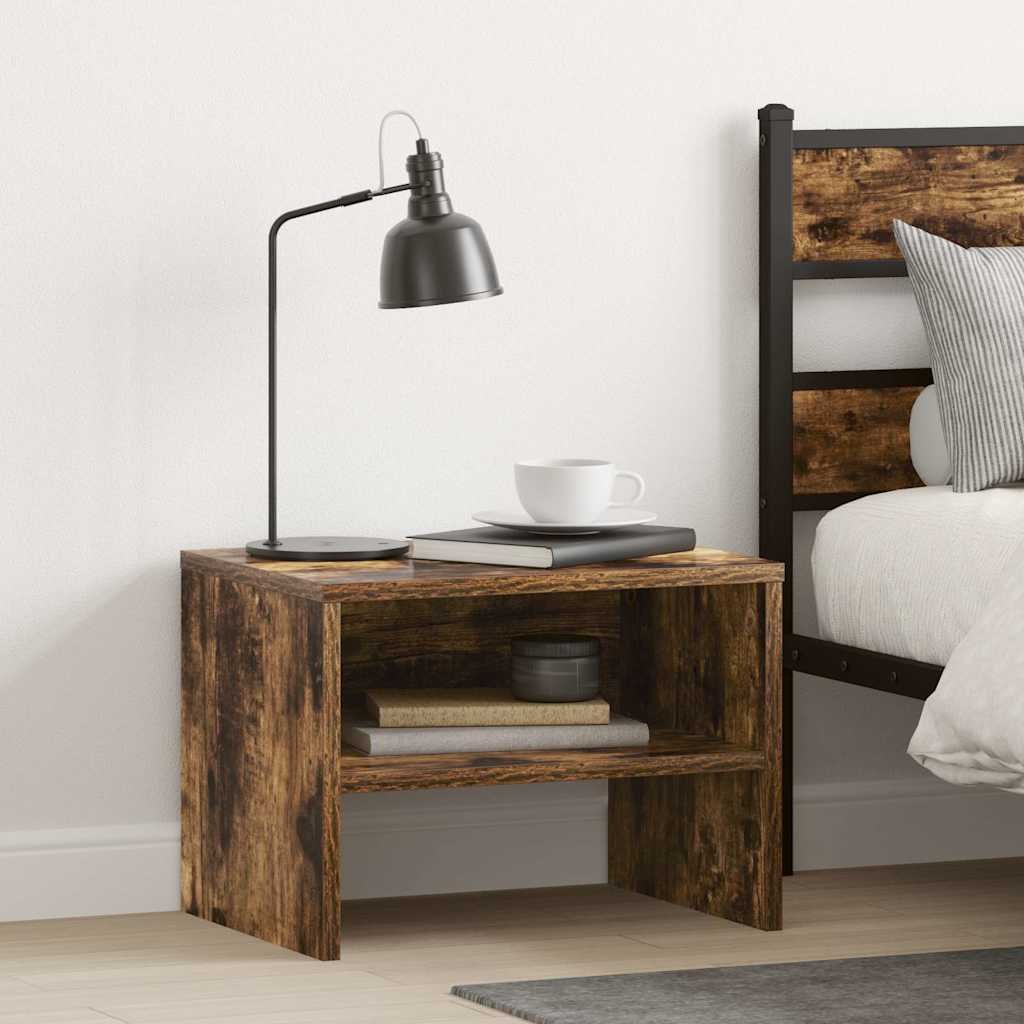 Walplus Engineered Wood Bedside Cabinet - Dark Oak - 40 x 30 x 30 cm