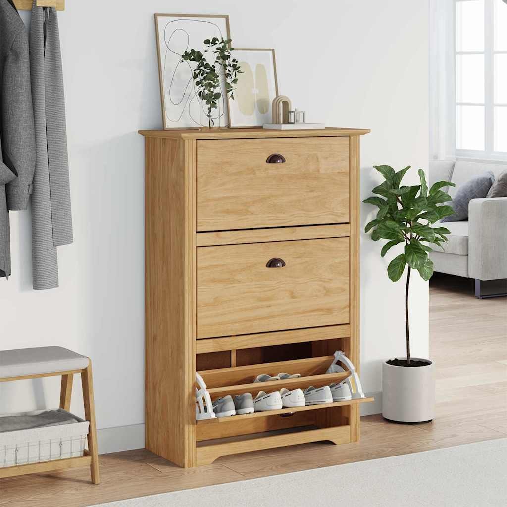 Walplus Engineered Wood Shoe Rack - Honey Brown - 80 x 35 x 118 cm