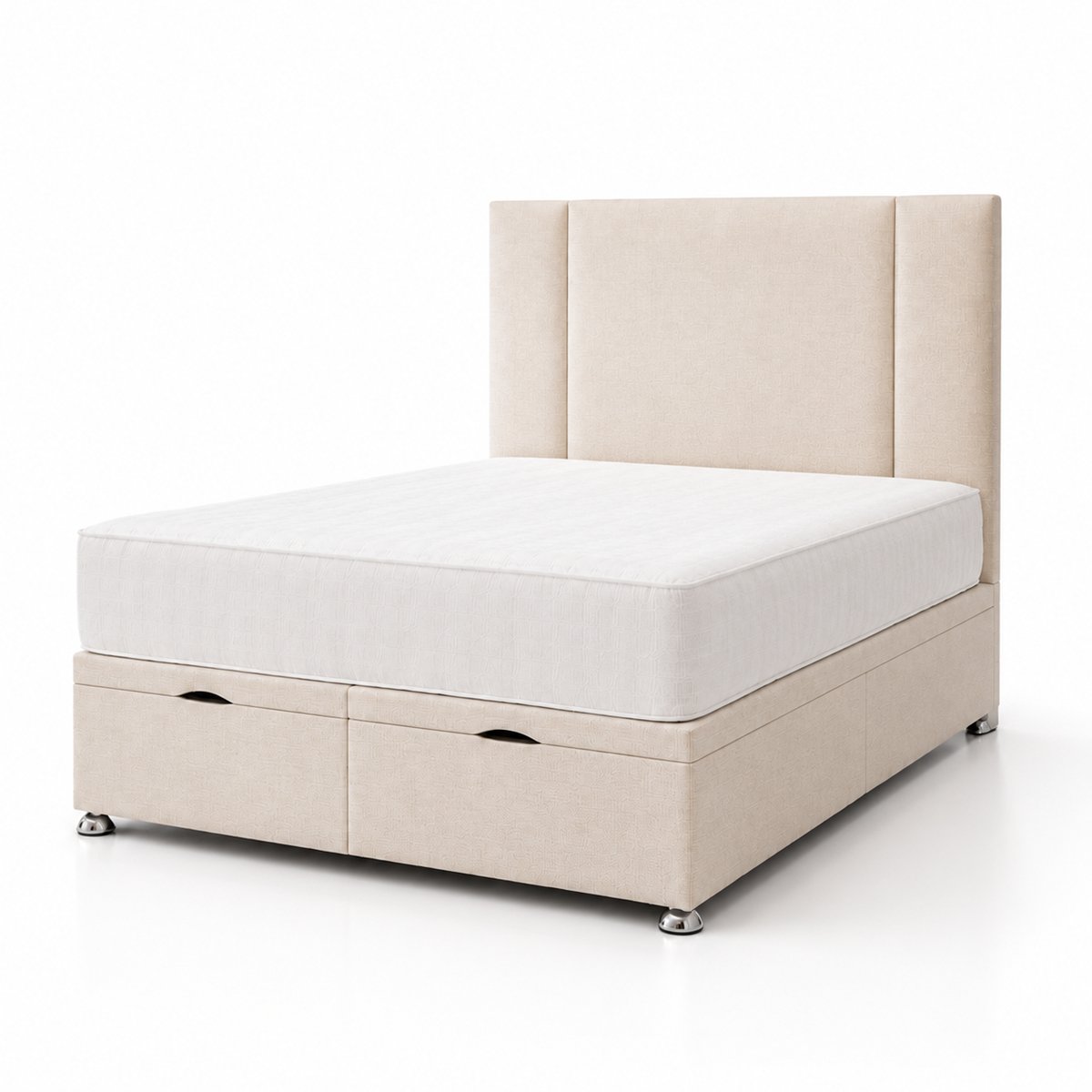 Comfy Deluxe Naples  4ft Small Double  Ottoman End Lift  Bed Set - Cream