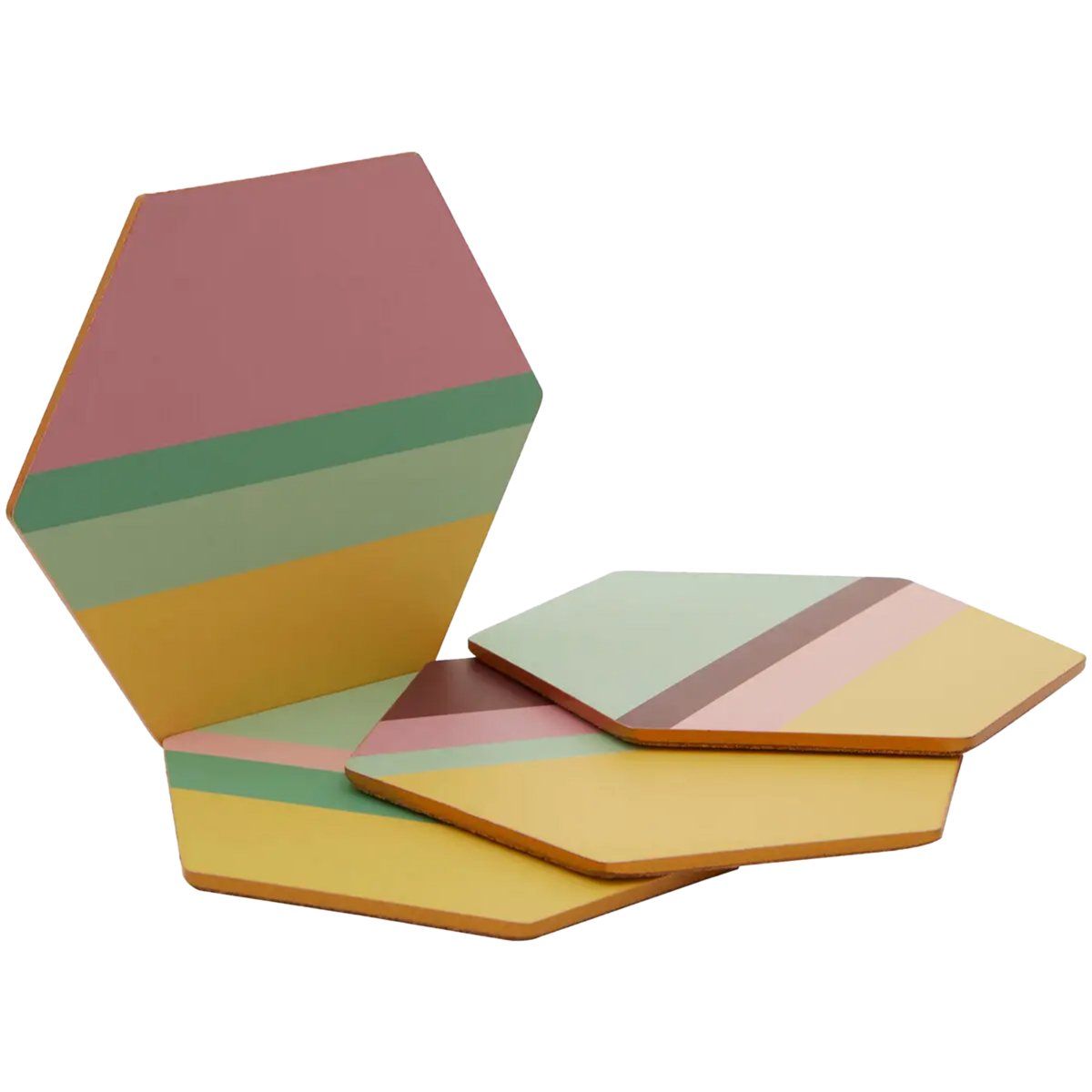 Orsina Set Of 4 Mimo Multicoloured Stripe Cork Coasters - Assorted