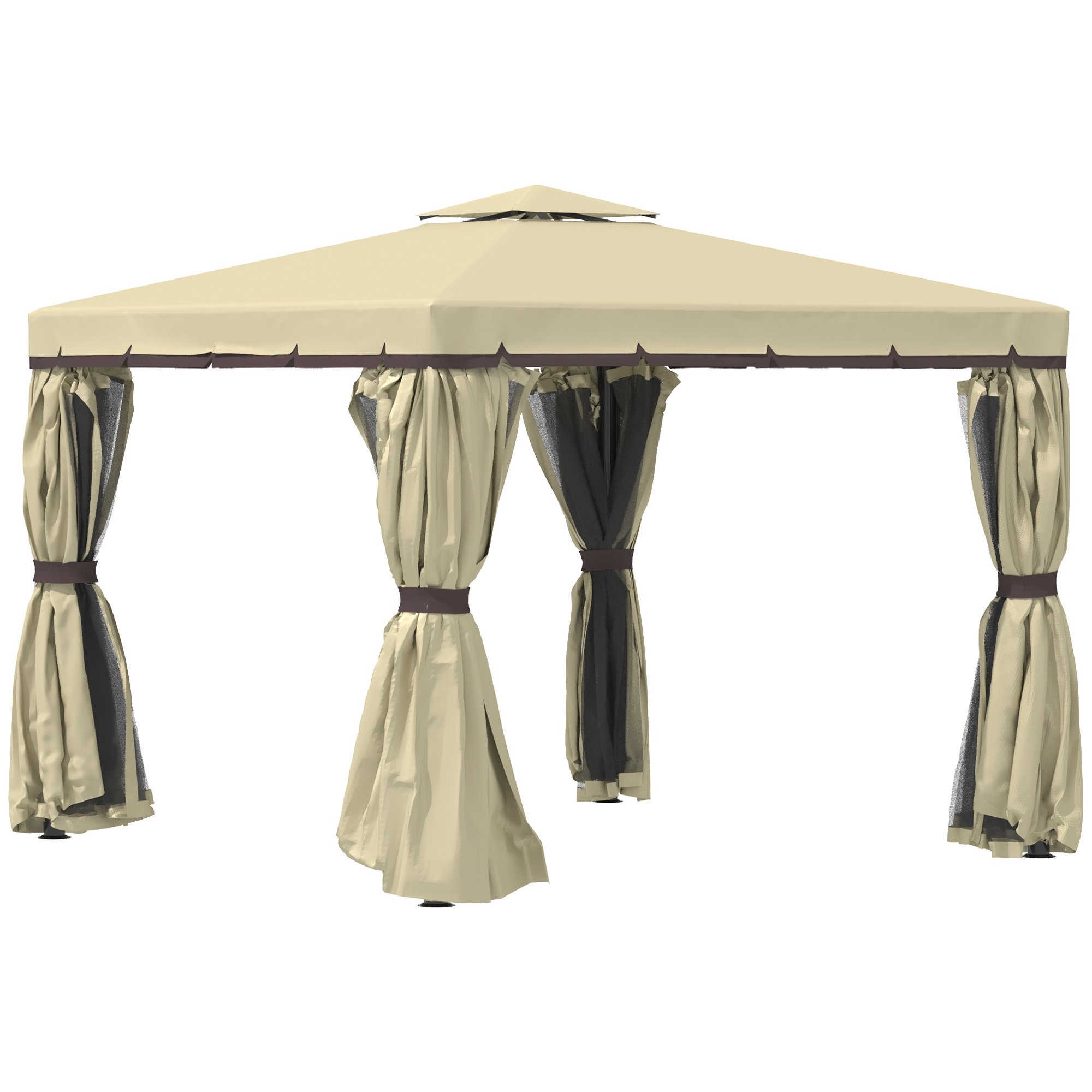 Outsunny 2 Tier Water Repellent Aluminium Frame Gazebo – Beige