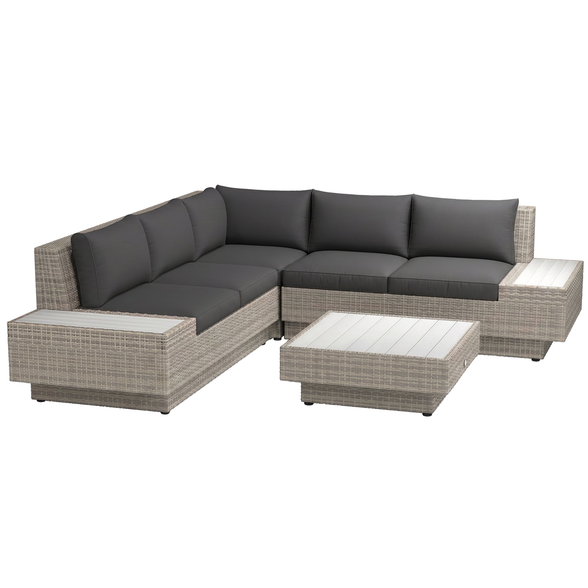 Outsunny Rattan Corner Garden Furniture Set - Light Grey