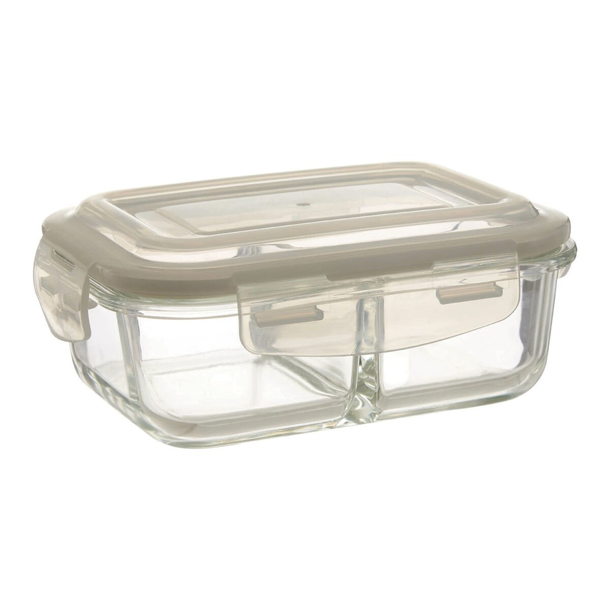 Orsina Freska 2 Section Rectangular Glass Container With Lid 640 ml