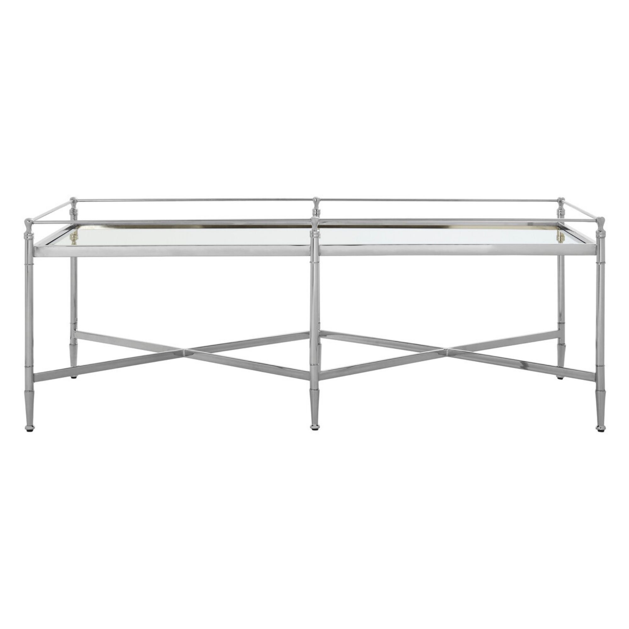 Orsina Mirrored Glass Rectangular Coffee Table - Silver
