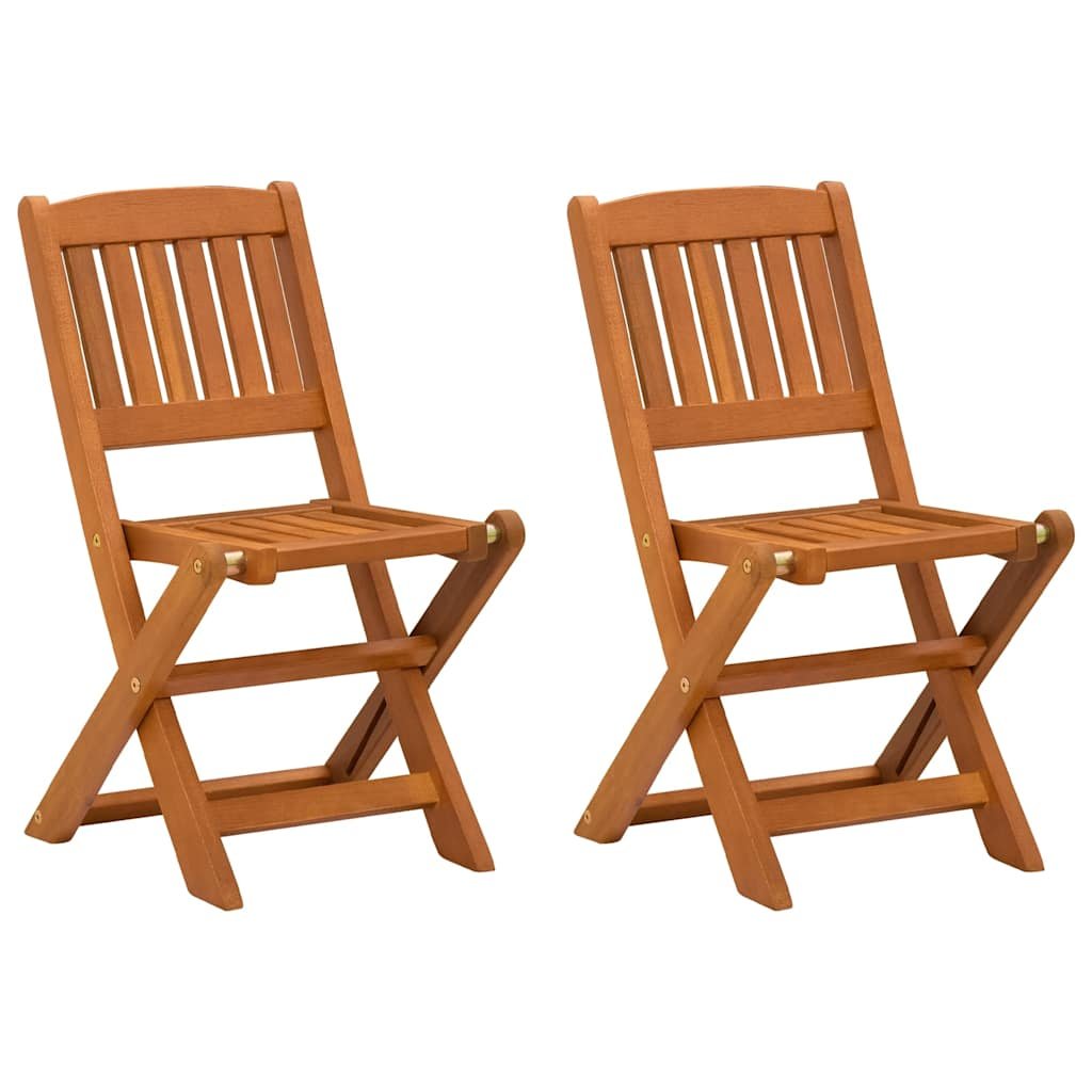 Walplus 2 Piece Eucalyptus Wood Folding Chairs - Brown - 32 x 38 x 57.5 cm