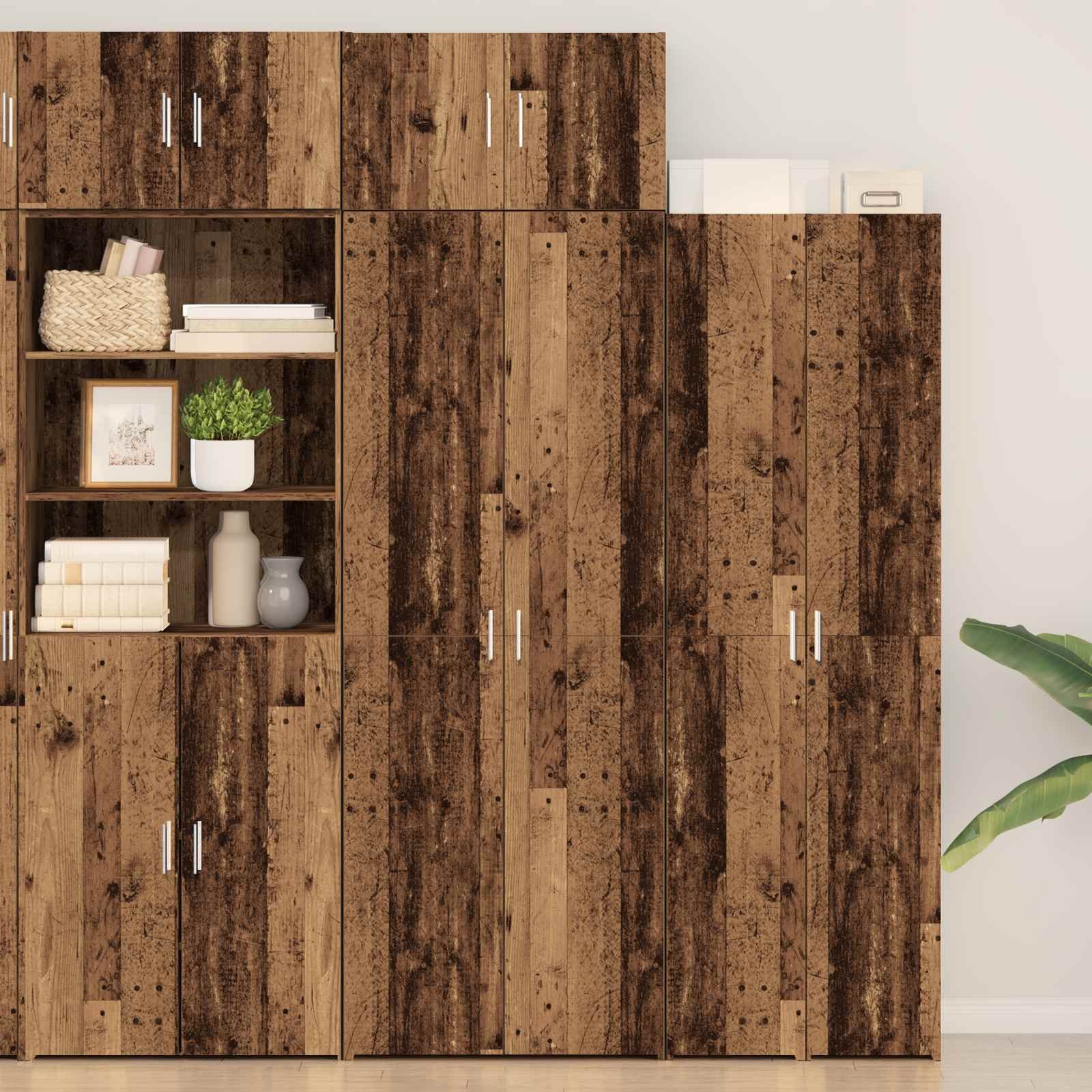Walplus 2 Piece Storage Cabinet - Dark Wood - 70 x 42.5 x 185 cm