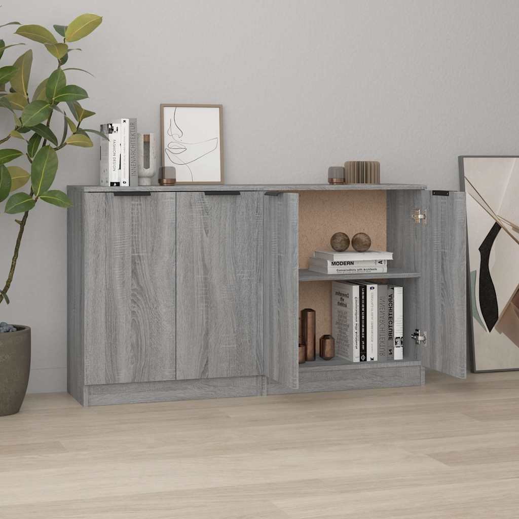 Walplus Pack of 2 Wood Sideboard Open Shelf - Grey Sonoma - 60 x 30 x 70 cm