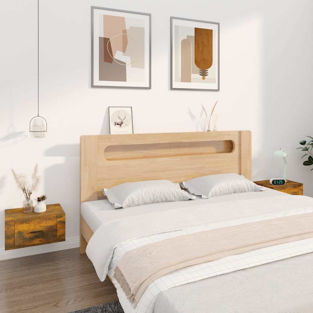 Walplus Pack of 2 Wall Mounted Bedside Cabinet - Dark Oak - 50 x 36 x 25 cm
