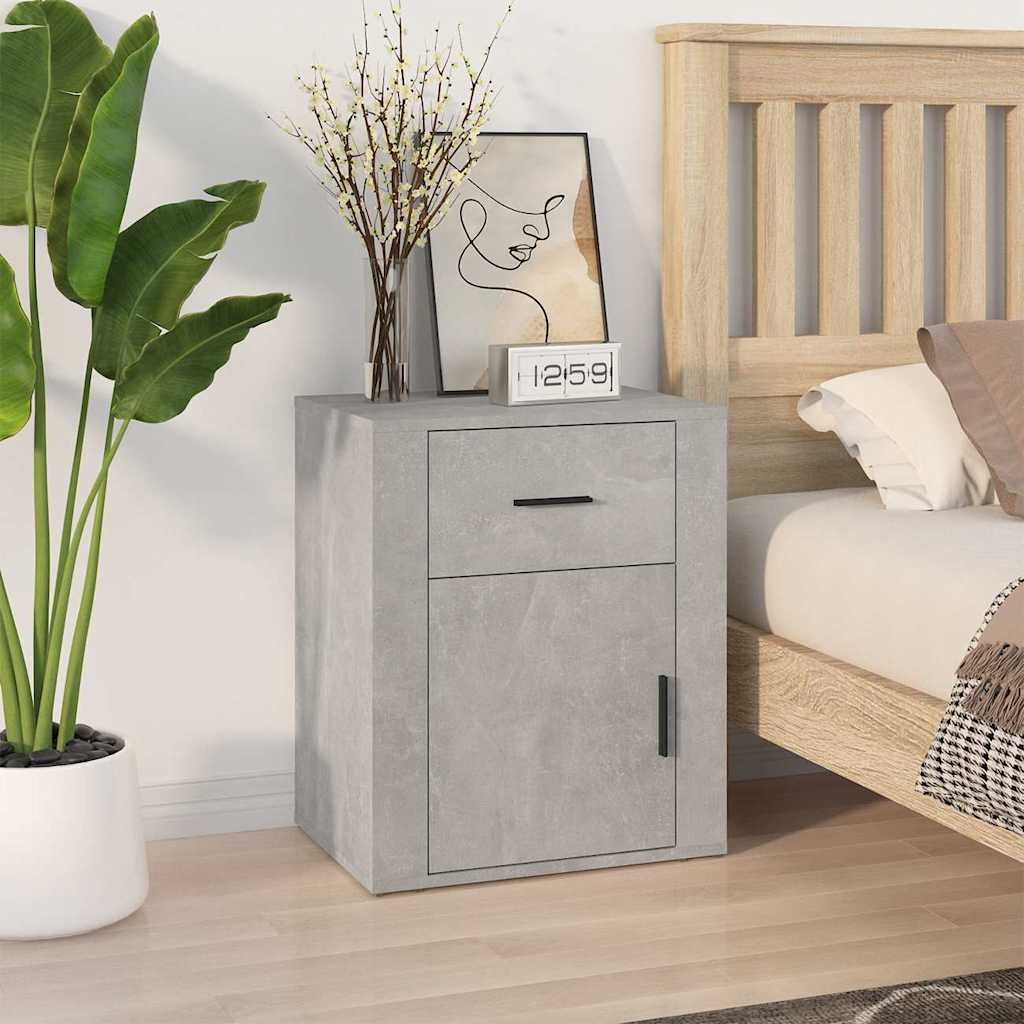 Walplus 1 Drawer Bedside Cabinet - Stone Grey - 50 x 36 x 60 cm