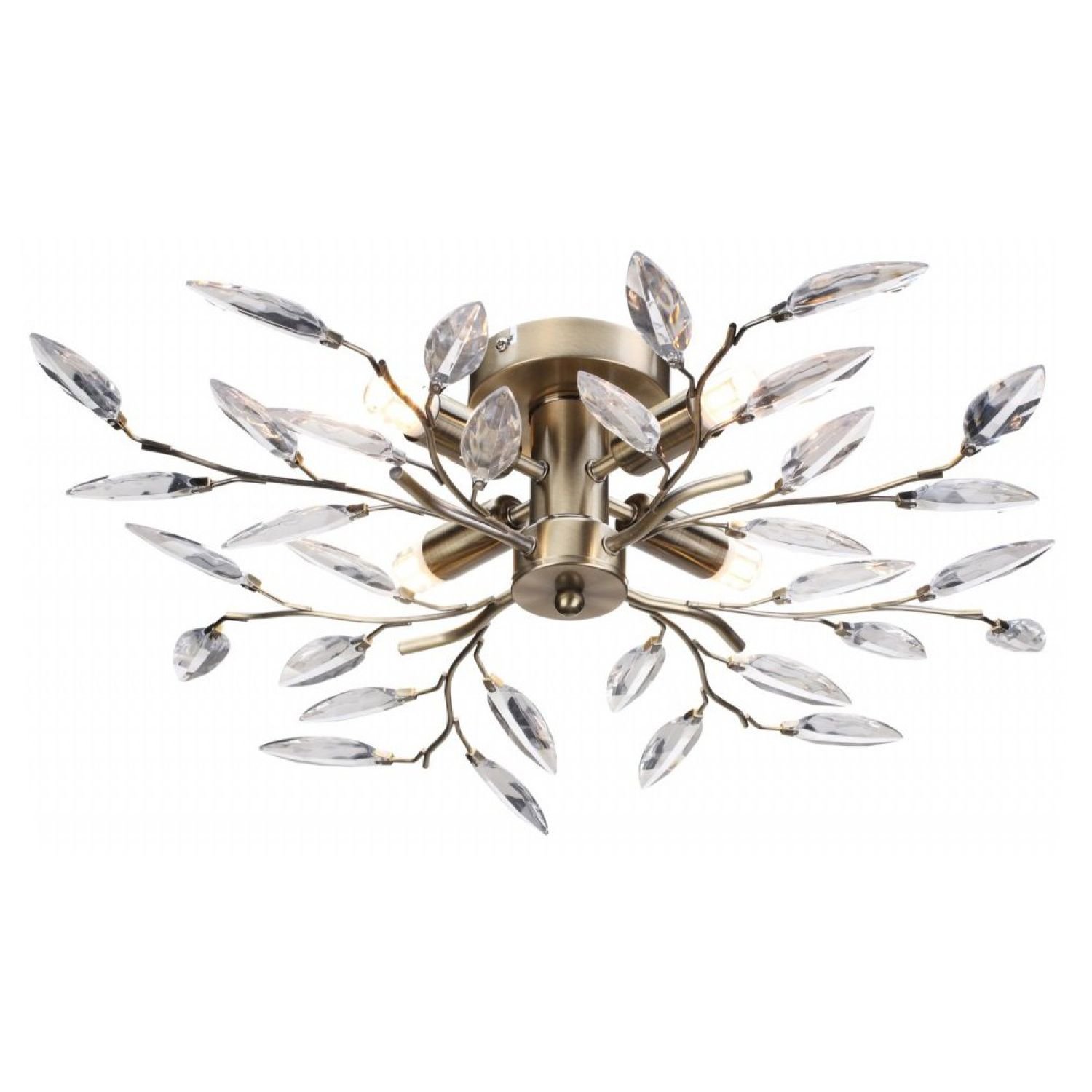 Happy Homewares Birch 4 Semi Flush Antique Brass Ceiling Light - 60cm