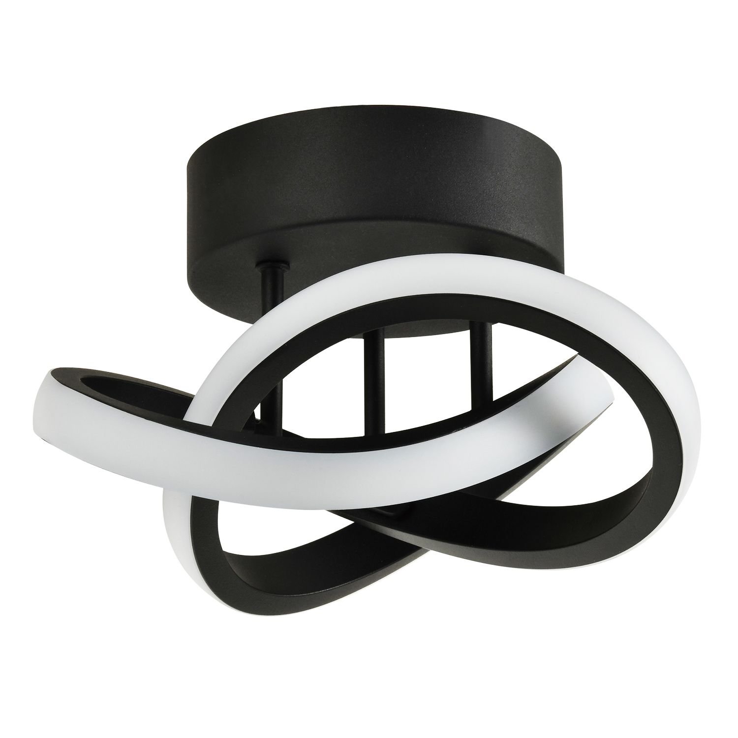 Happy Homewares LED Black with Swirl Thick Metal Strip Ceiling Light - 24cm