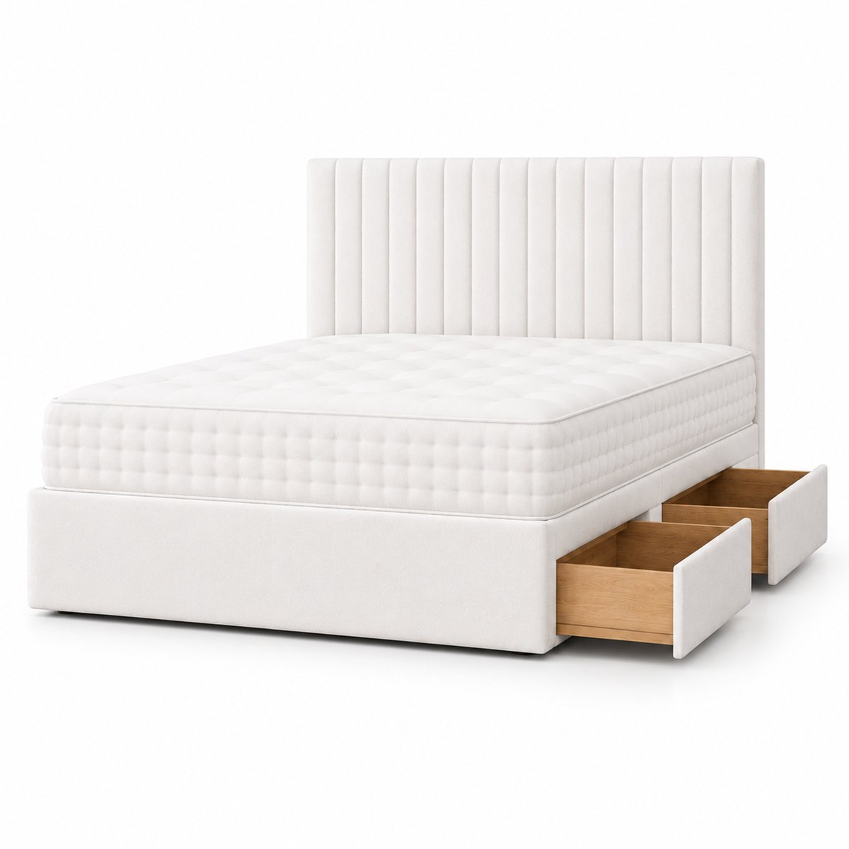 Comfy Deluxe 3ft Single    2 Drawer Suede  Divan Bed Set - White
