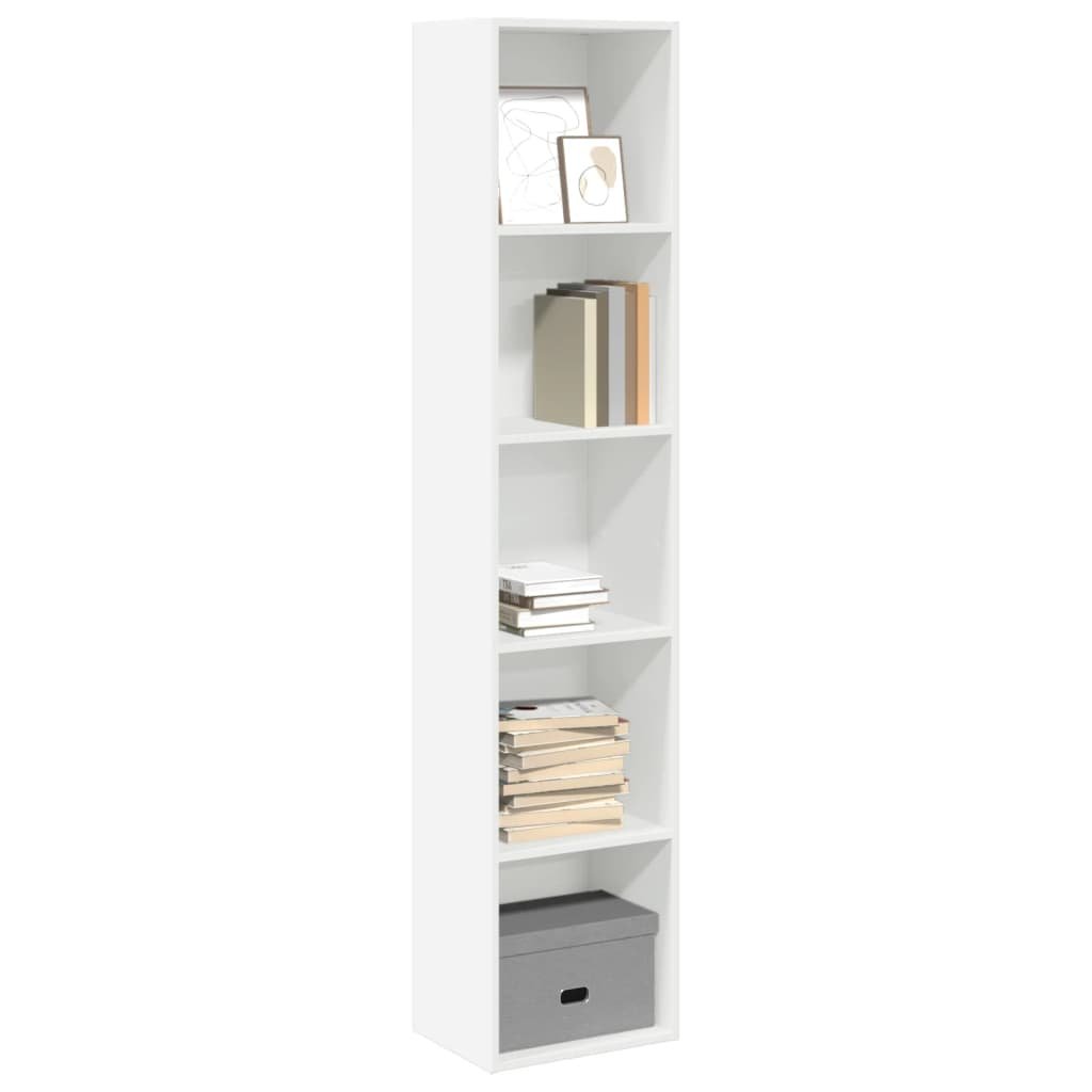 Walplus Engineered Wood Bookcase - White - 40 x 30 x 189 cm