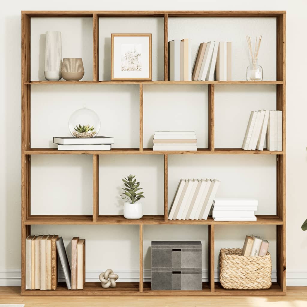 Walplus 12 Compartment Book Cabinet - Oak - 132 x 29 x 141.5 cm