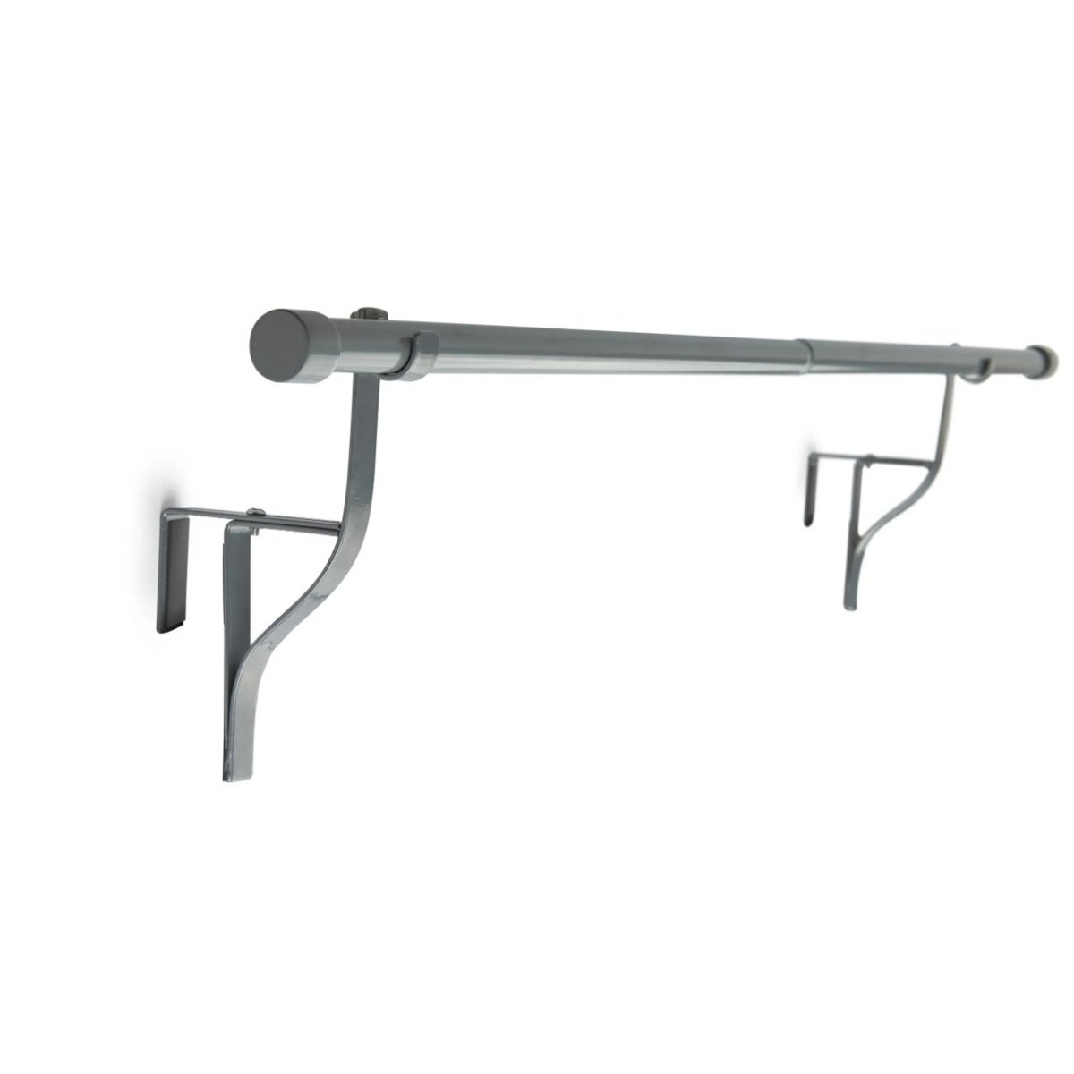 New Edge Blinds 16-19mm Silver No-Drill Over-Door Curtain Pole - 70cm - 120cm