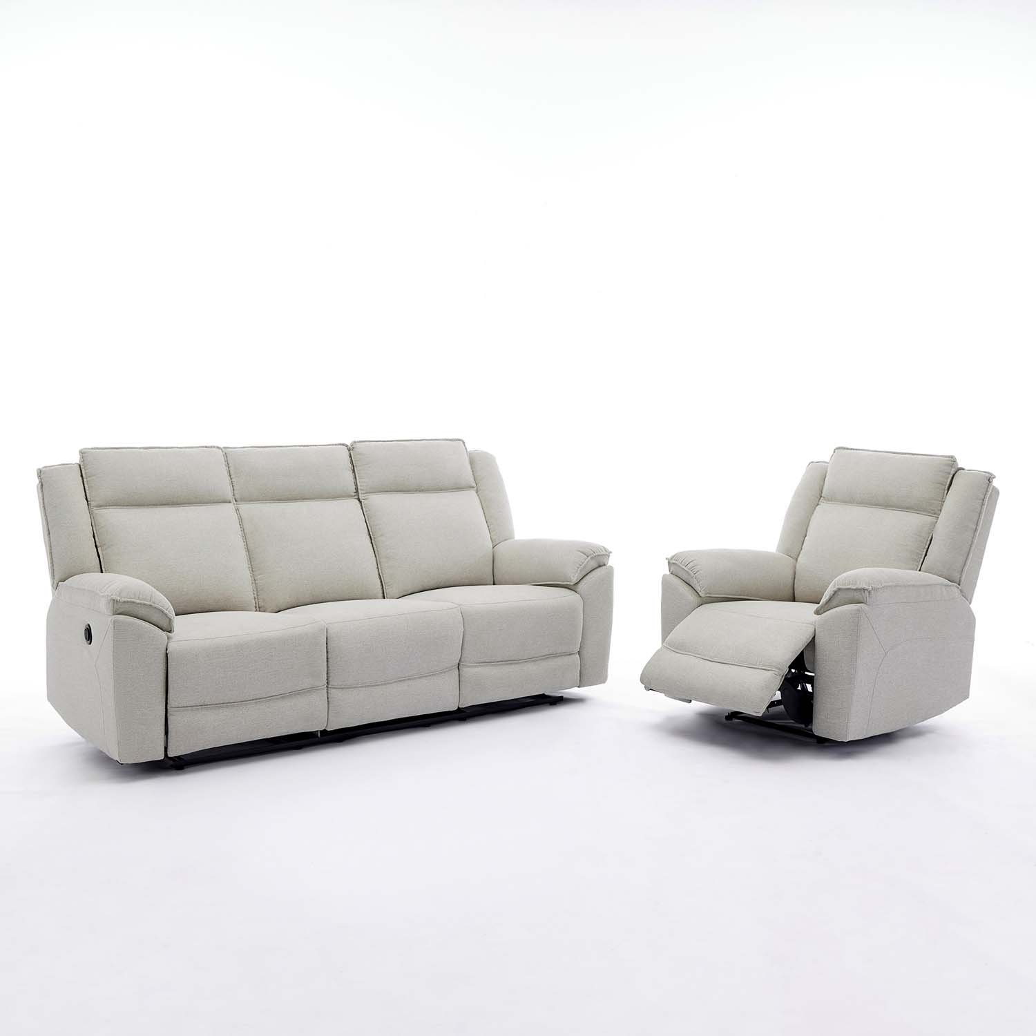 Furniture Online Skye Electric Recliner Linen 3+1 Seater Sofa Set - Beige