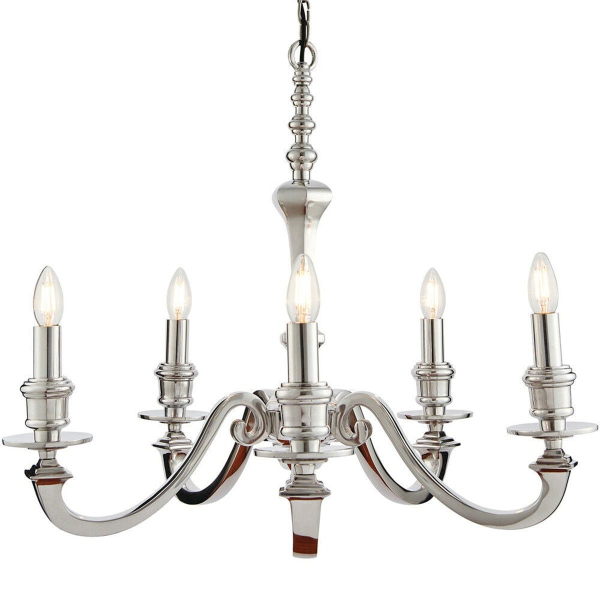 Loops Direct Aluminium 5 Light Ceiling Pendant - Polished Aluminium