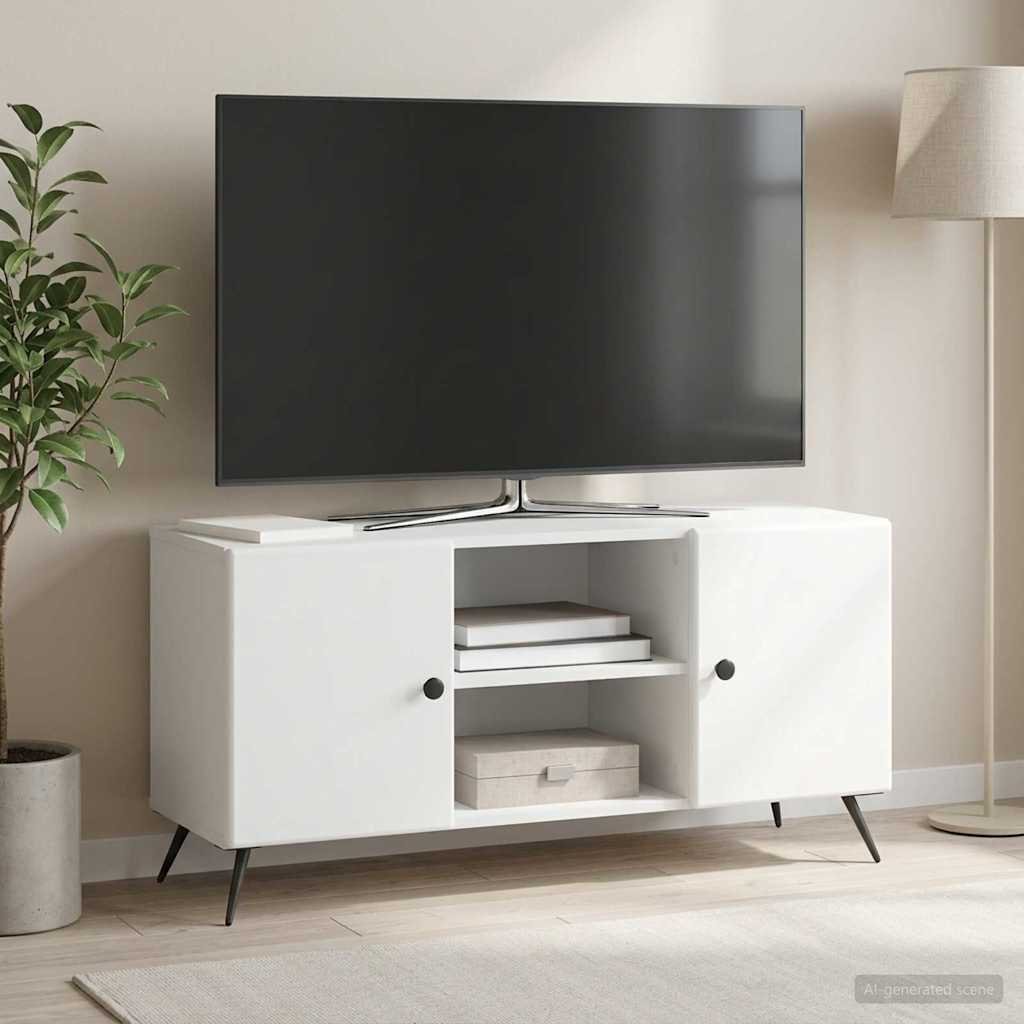 Walplus Engineered Wood TV Cabinet Wide Unit - White - 102 x 34.5 x 50 cm