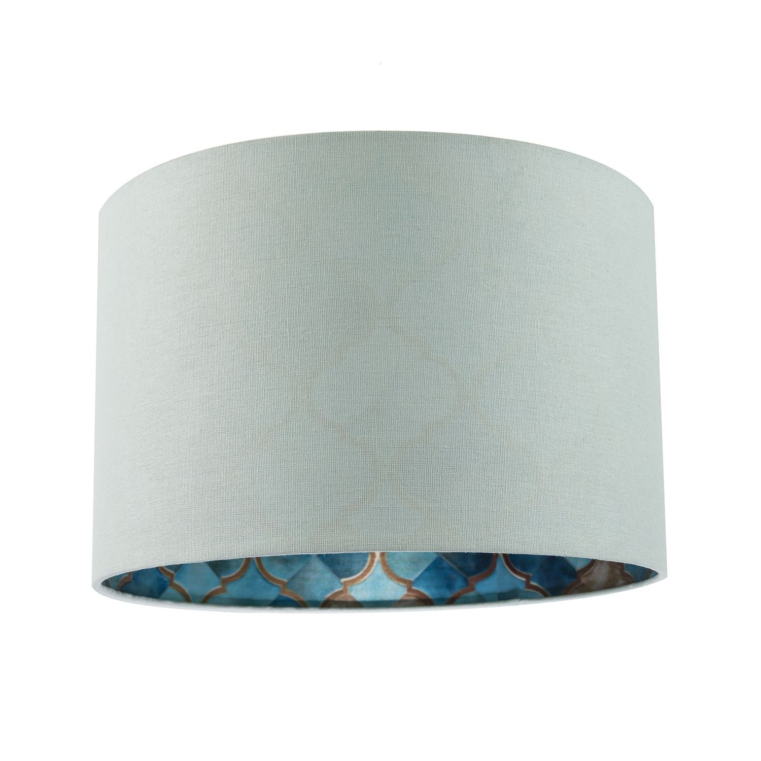 Happy Homewares Duck Egg Linen with Moroccan Scale Pattern Lampshade - 30cm