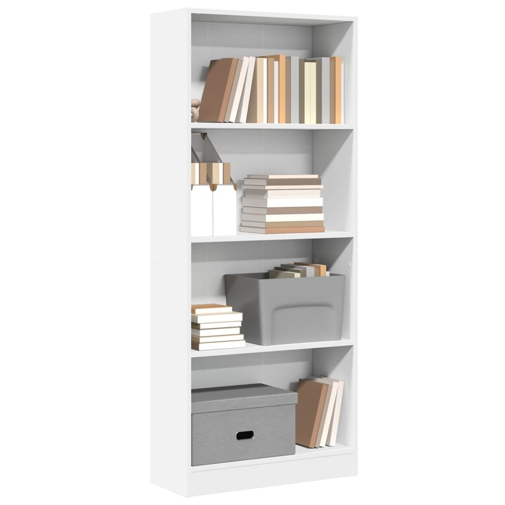 Walplus Engineered Wood Bookcase - White - 60 x 24 x 143 cm