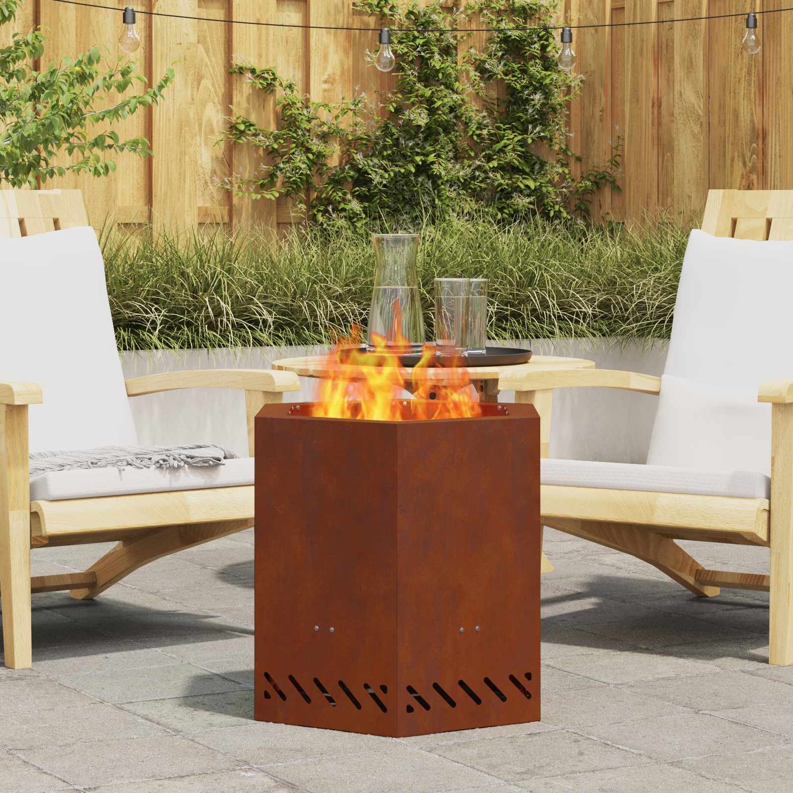 Walplus Steel Smokeless Fire Pit Weathering - Brown - 48 x 48 x 51 cm