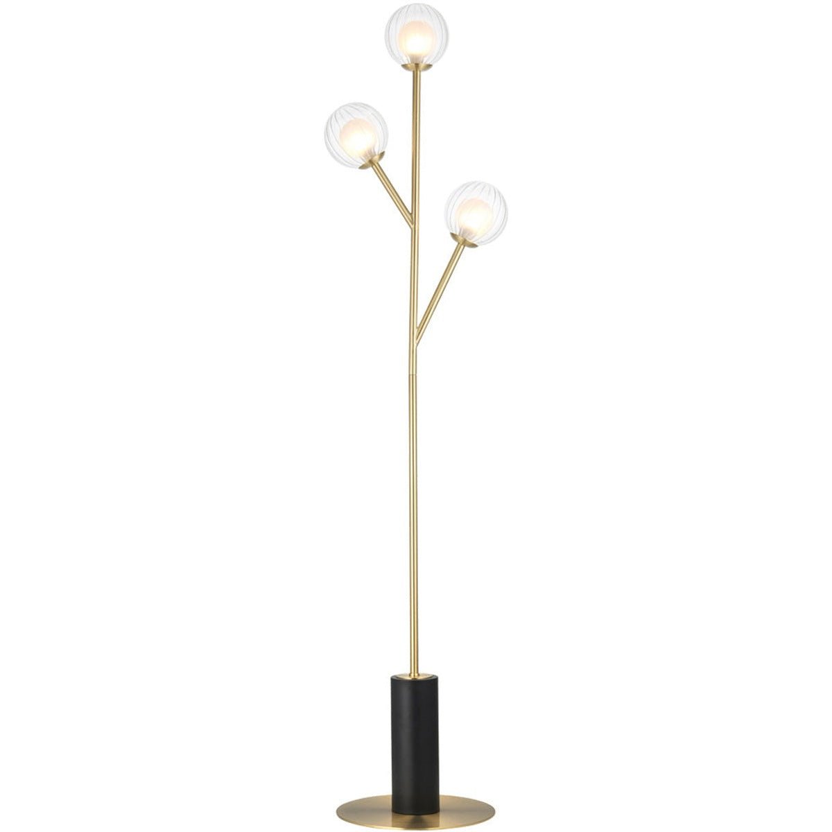 Loops Direct Satin Brass Plate and Glass Floor Lamp - Satin Brass