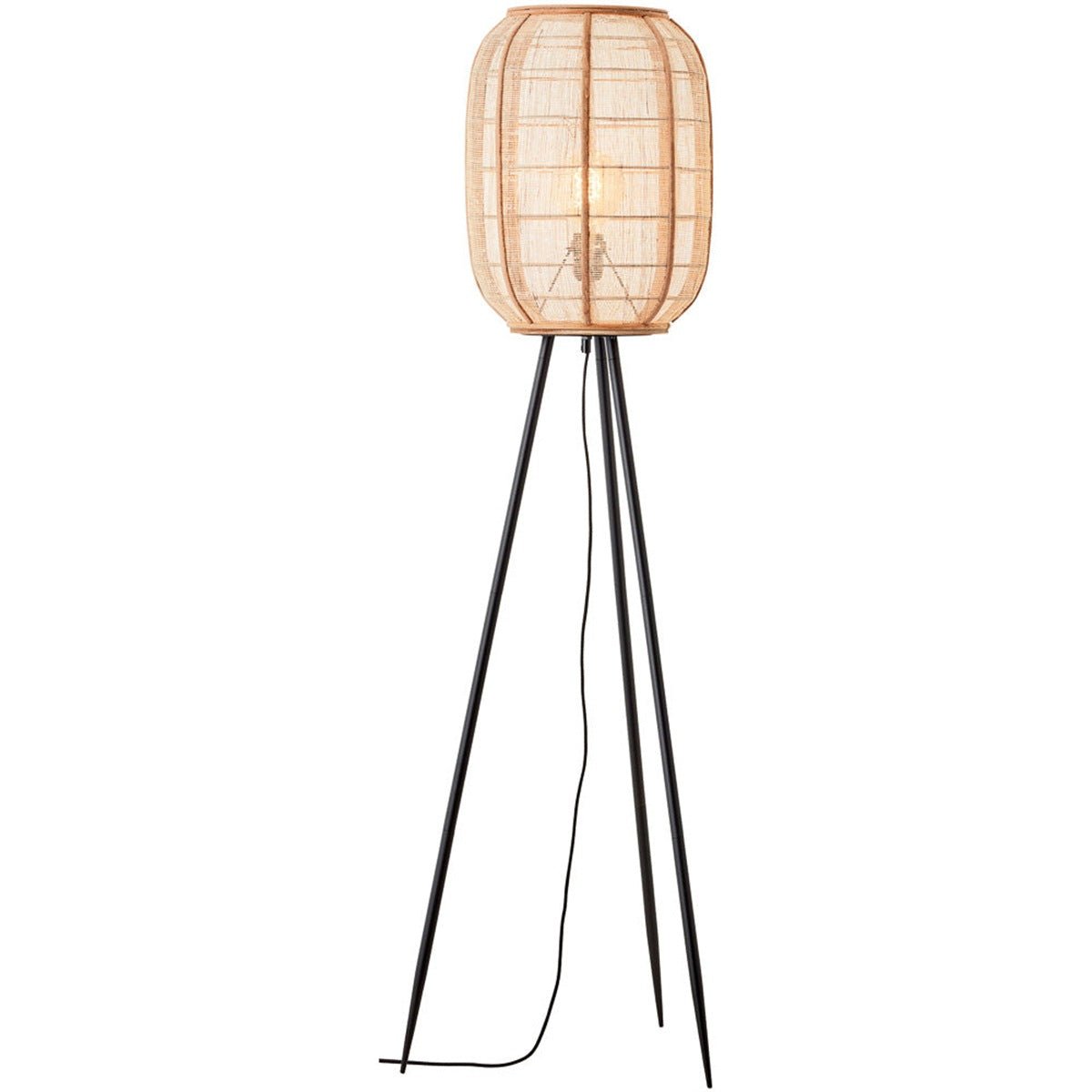 Loops Direct 46cm Bamboo Linen Floor Lamp - Matt Black